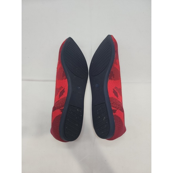 Rothy's Ballet Flat Shoes Womens 7W Red Camo Knit Pointed Toe Slip On Comfort - Picture 8 of 9